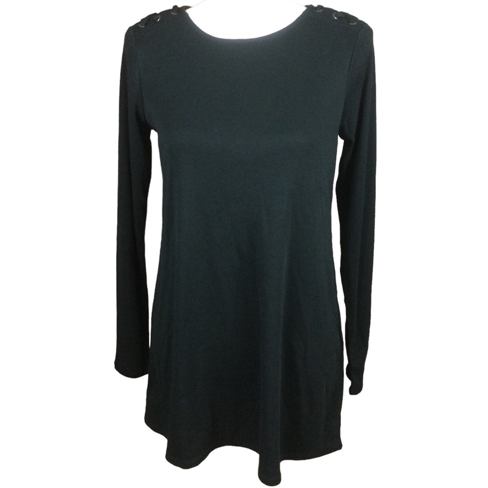 J. Jill Laced-Shoulder Pima Cotton Black Tunic Size Extra Small